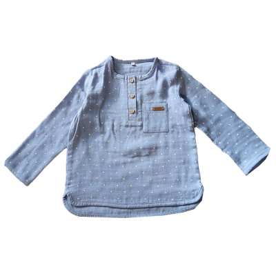 Рубашка на трех пуговицах Мечты Babyede 21410ЭД звездочки на голубом 1